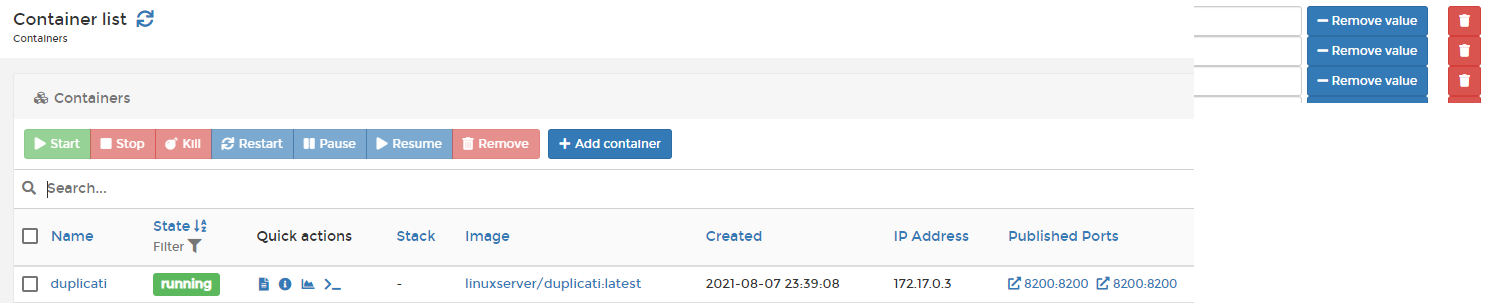 Container Running